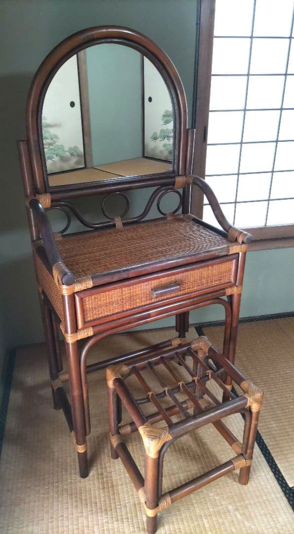 ラタン　ドレッサー　鏡台