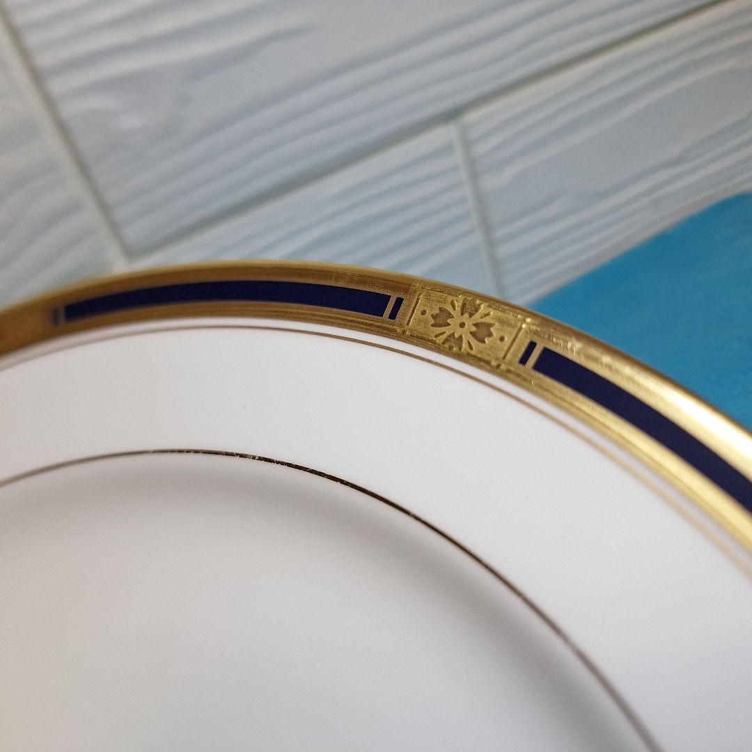 【名門ノリタケ】ボーンチャイナ 大皿・中皿2枚セット 金彩×ネイビー 鳳凰の如き