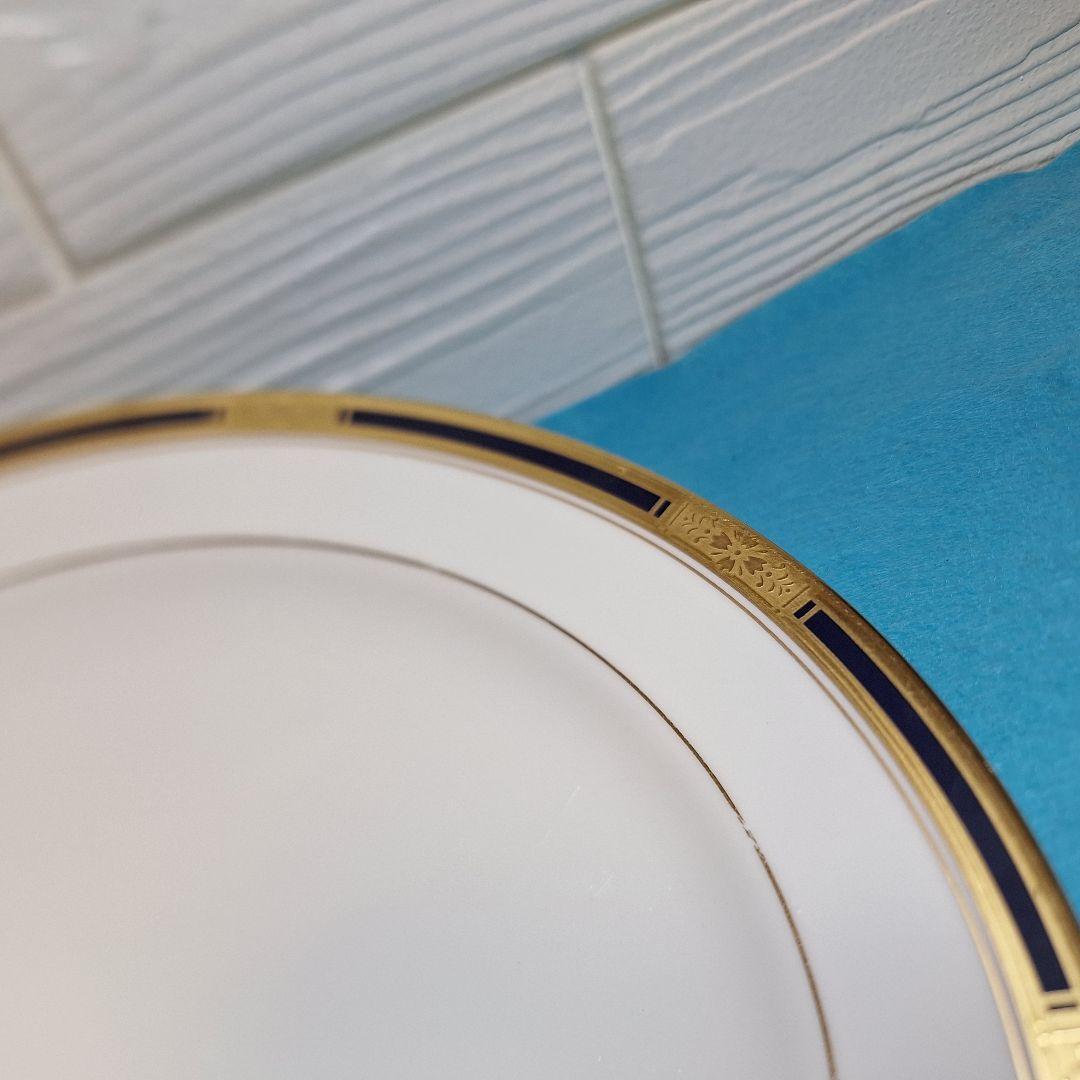 【名門ノリタケ】ボーンチャイナ 大皿・中皿2枚セット 金彩×ネイビー 鳳凰の如き