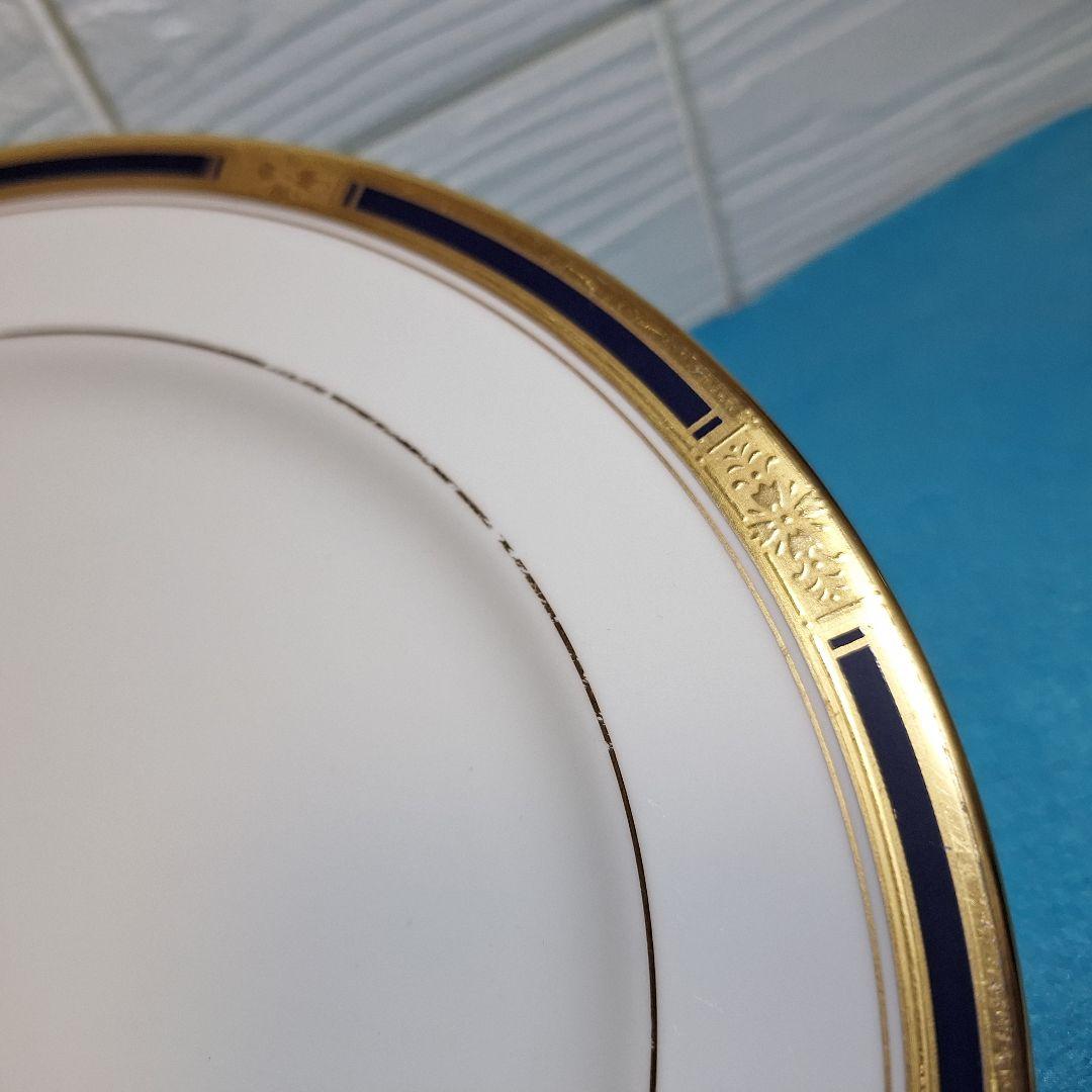 【名門ノリタケ】ボーンチャイナ 大皿・中皿2枚セット 金彩×ネイビー 鳳凰の如き