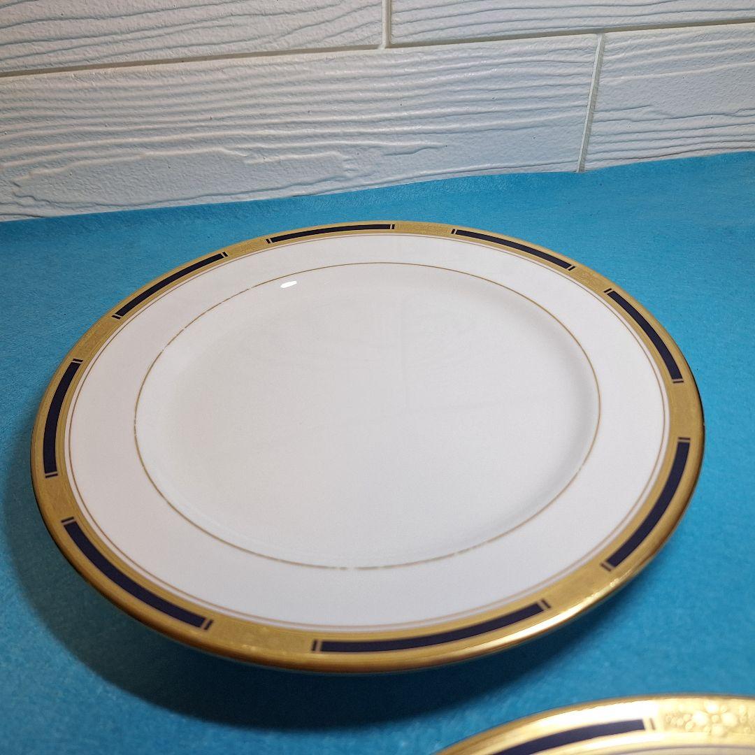 【名門ノリタケ】ボーンチャイナ 大皿・中皿2枚セット 金彩×ネイビー 鳳凰の如き