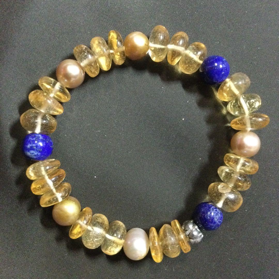 天然石 パワーストーン チベット産 チベットストーン ブレスレット シトリン