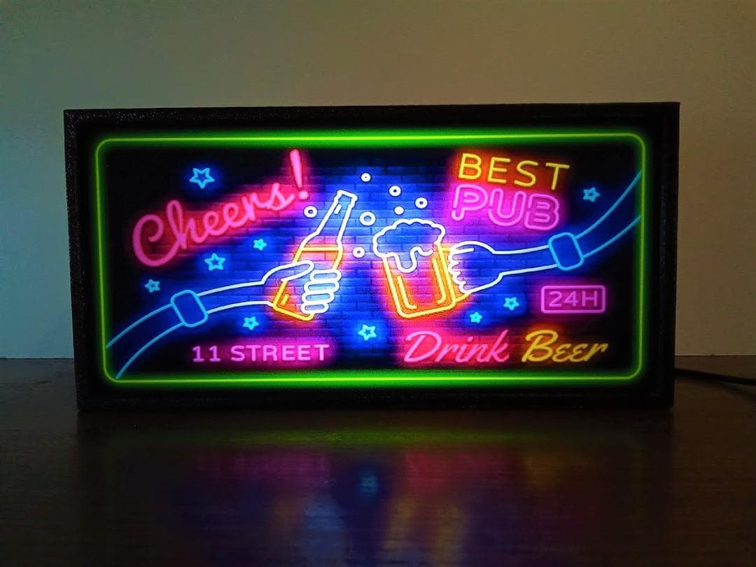 アメリカン パブ ビール 乾杯 パーティー 看板 置物 雑貨 LEDライトBOX