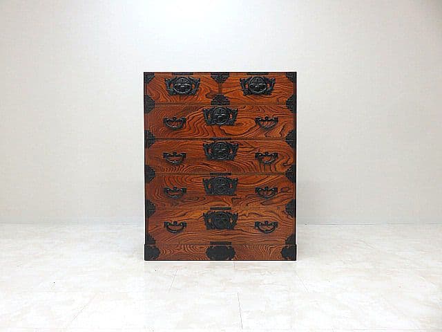 美品　伝統工芸　岩谷堂箪笥 整理箪笥 ケヤキ材 欅材　拭き漆仕上げ 和箪笥