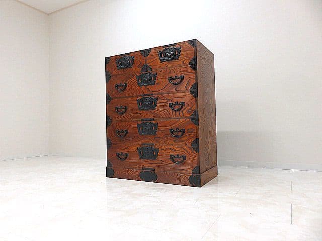 美品　伝統工芸　岩谷堂箪笥 整理箪笥 ケヤキ材 欅材　拭き漆仕上げ 和箪笥