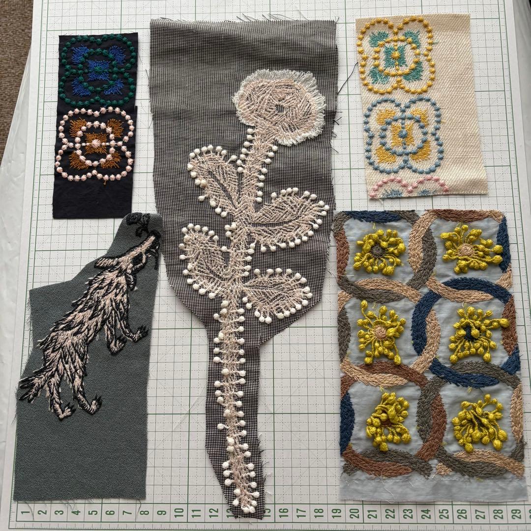 ミナペルホネン *刺繍生地.希少ハギレ7枚.