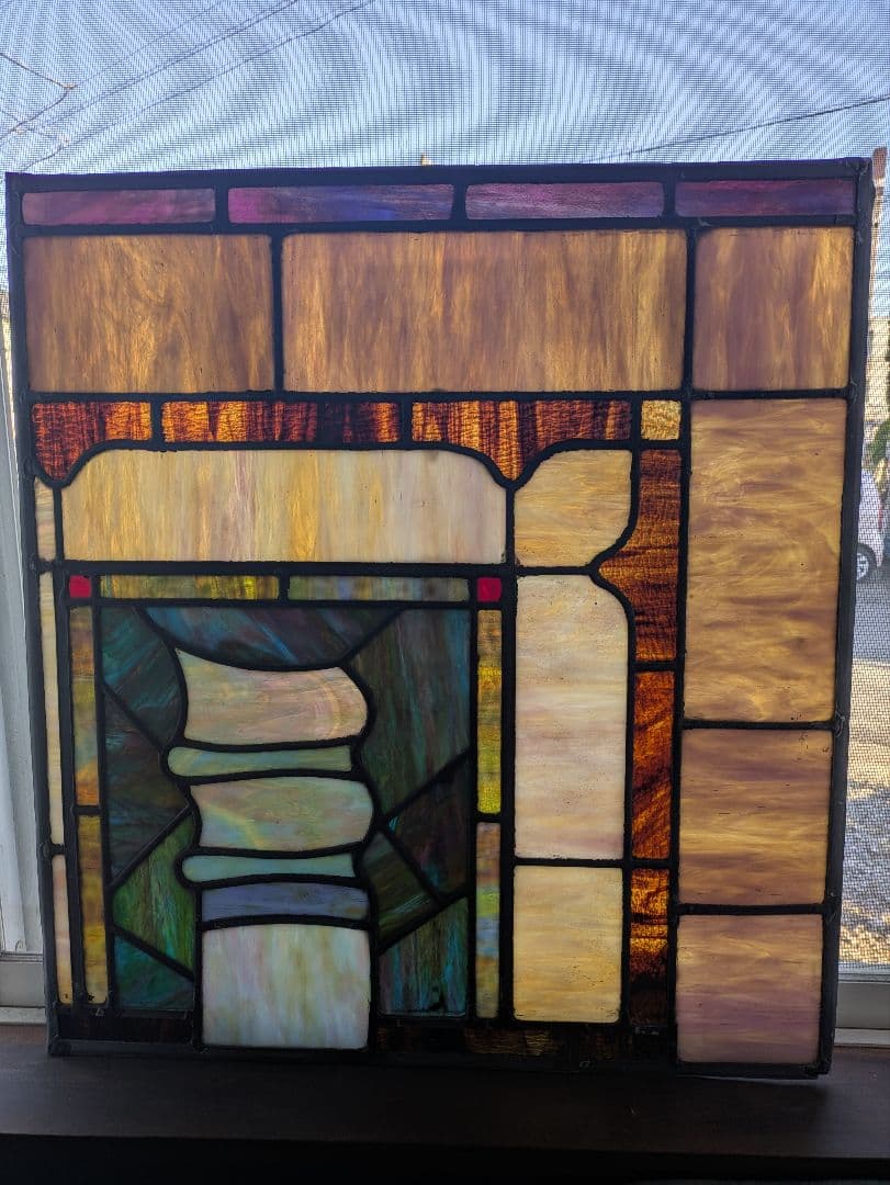 大型　時を映す光のアート　ビンテージ・ステンドグラス　ディスプレイ　店舗に