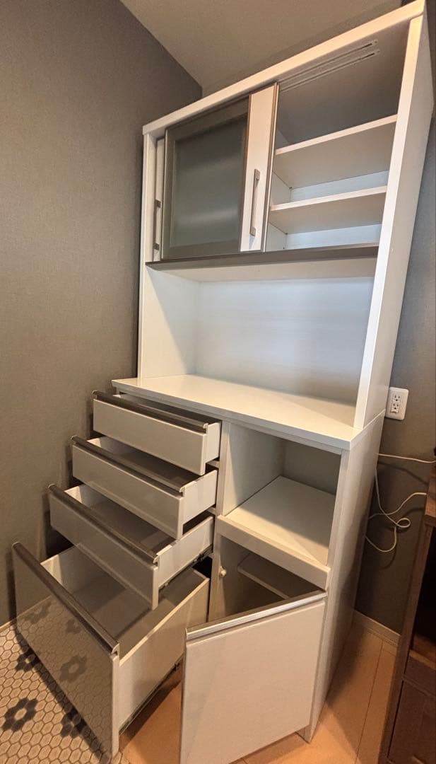 食器棚　ダイニングボード カップボード 幅約100cm ホワイト