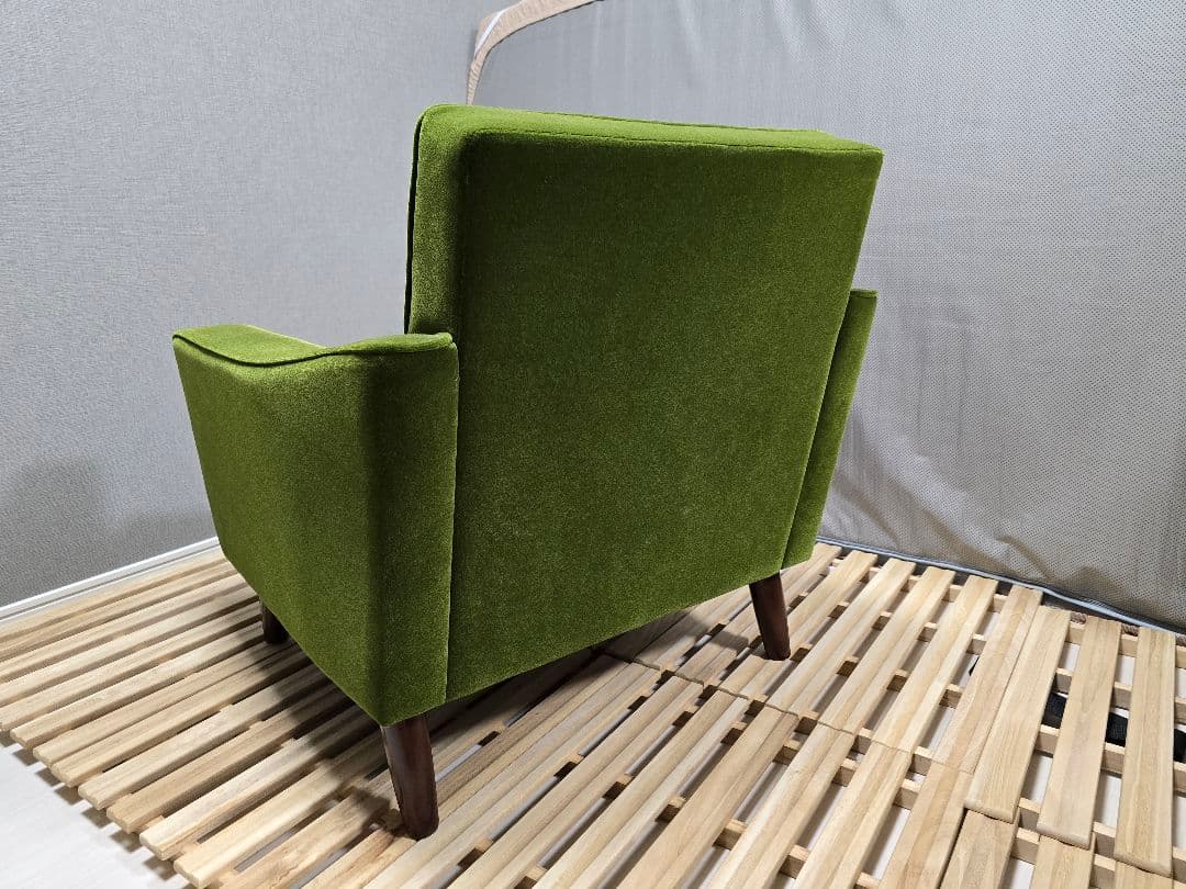 カリモク60　ロビーチェア　モケットグリーン 1人掛けソファ　超美品