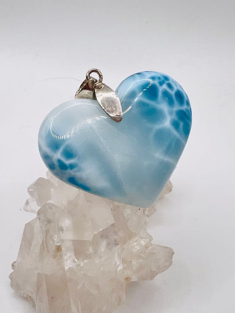 高品質ラリマーハートペンダント 天然石パワーストーン癒しのシルバー925