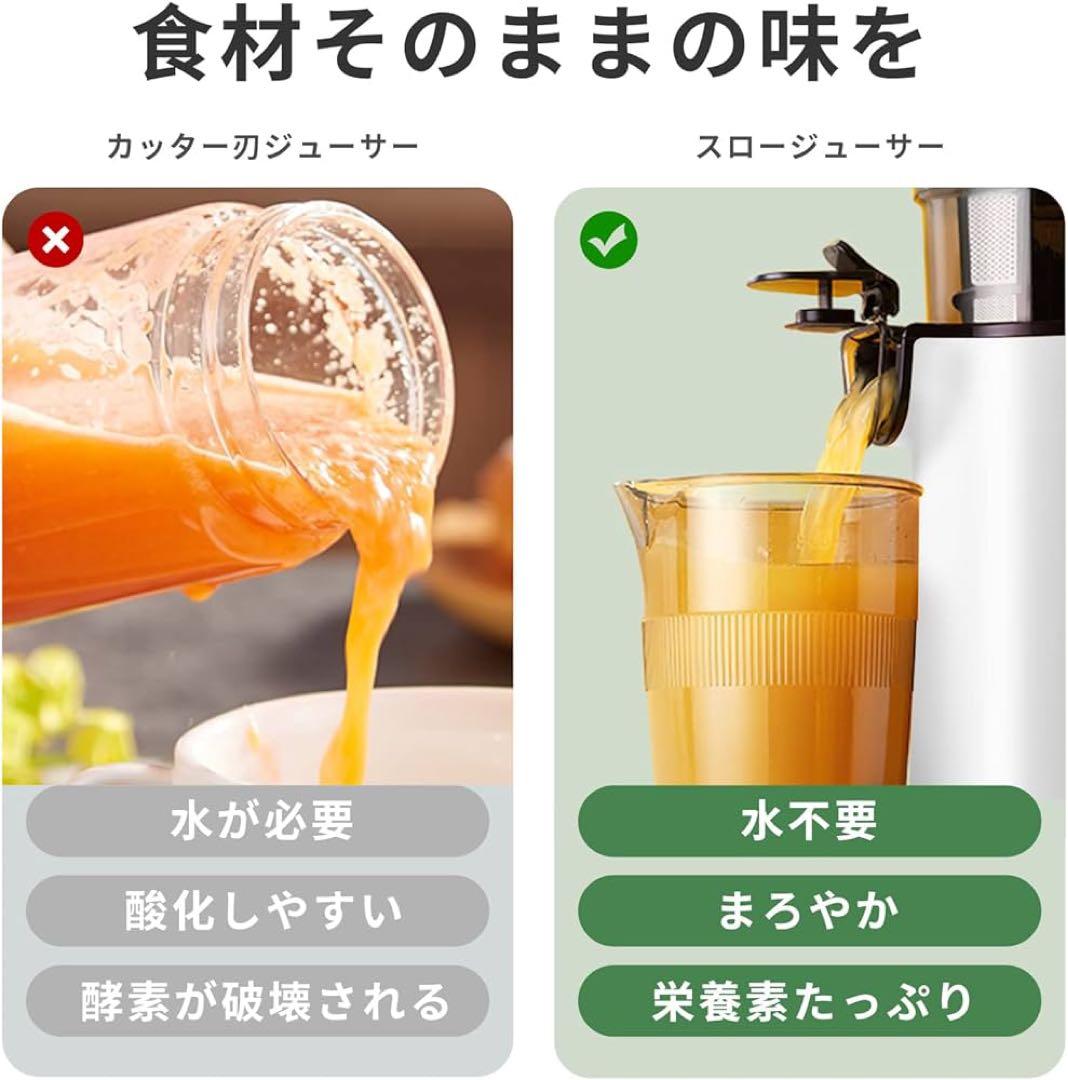 スロージューサー 搾りカス分離 低速回転 ジューサー 小型