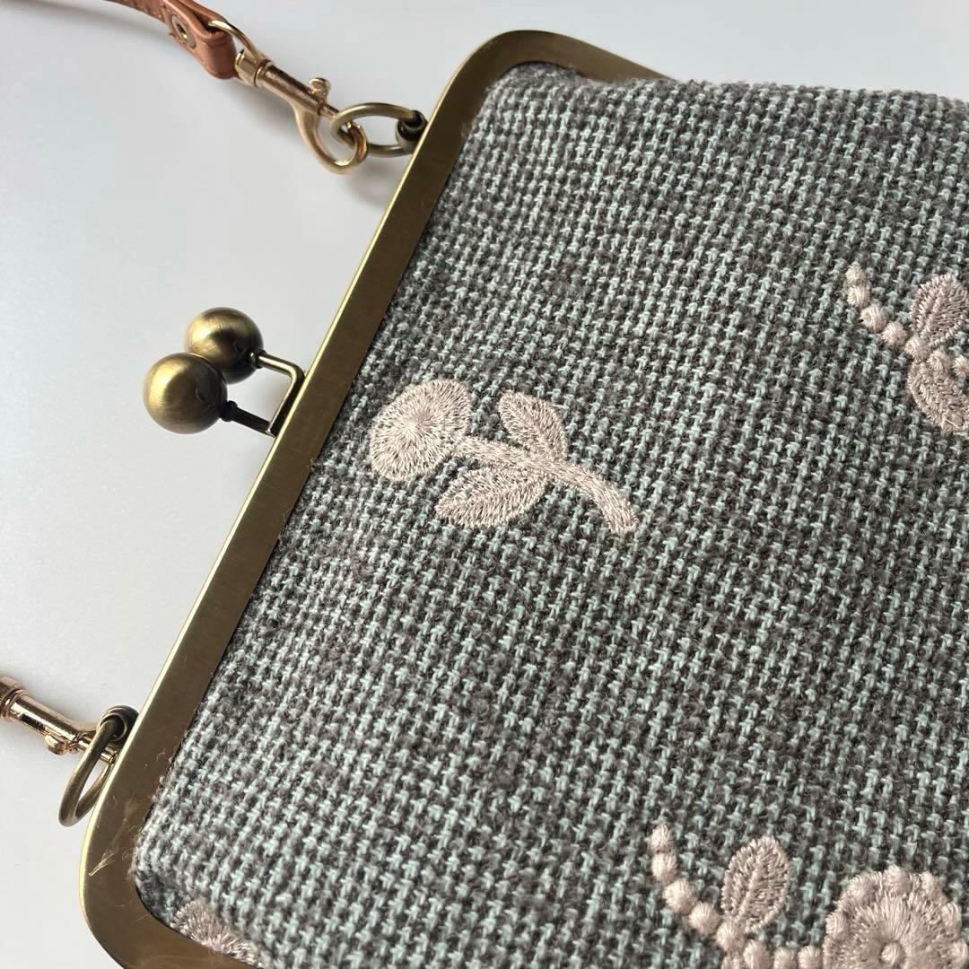 ハンドメイド　がま口バッグ　ミナペルホネン　bonheur