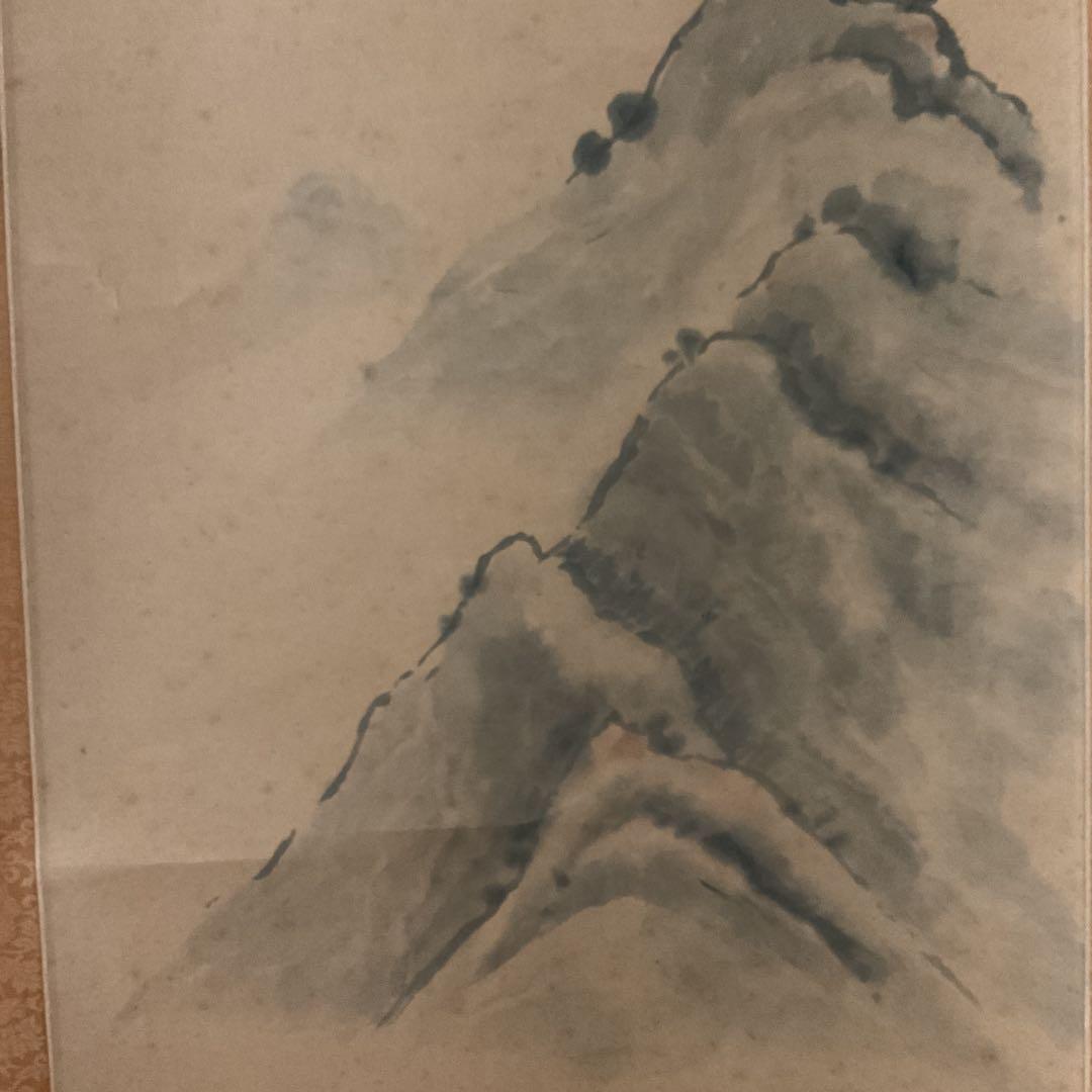 絹本水墨山水図 【南画】 八十八翁の在名 落款印譜在 作者不詳合い箱