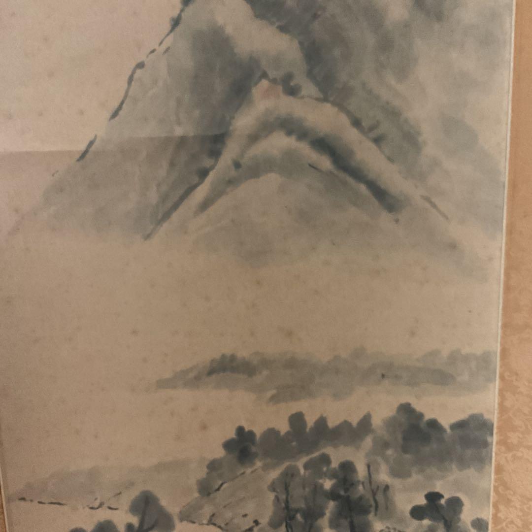 絹本水墨山水図 【南画】 八十八翁の在名 落款印譜在 作者不詳合い箱