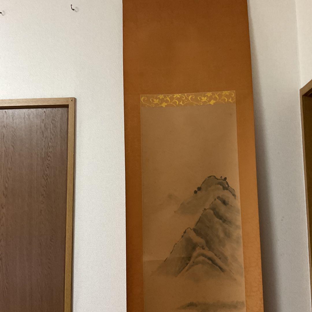 絹本水墨山水図 【南画】 八十八翁の在名 落款印譜在 作者不詳合い箱