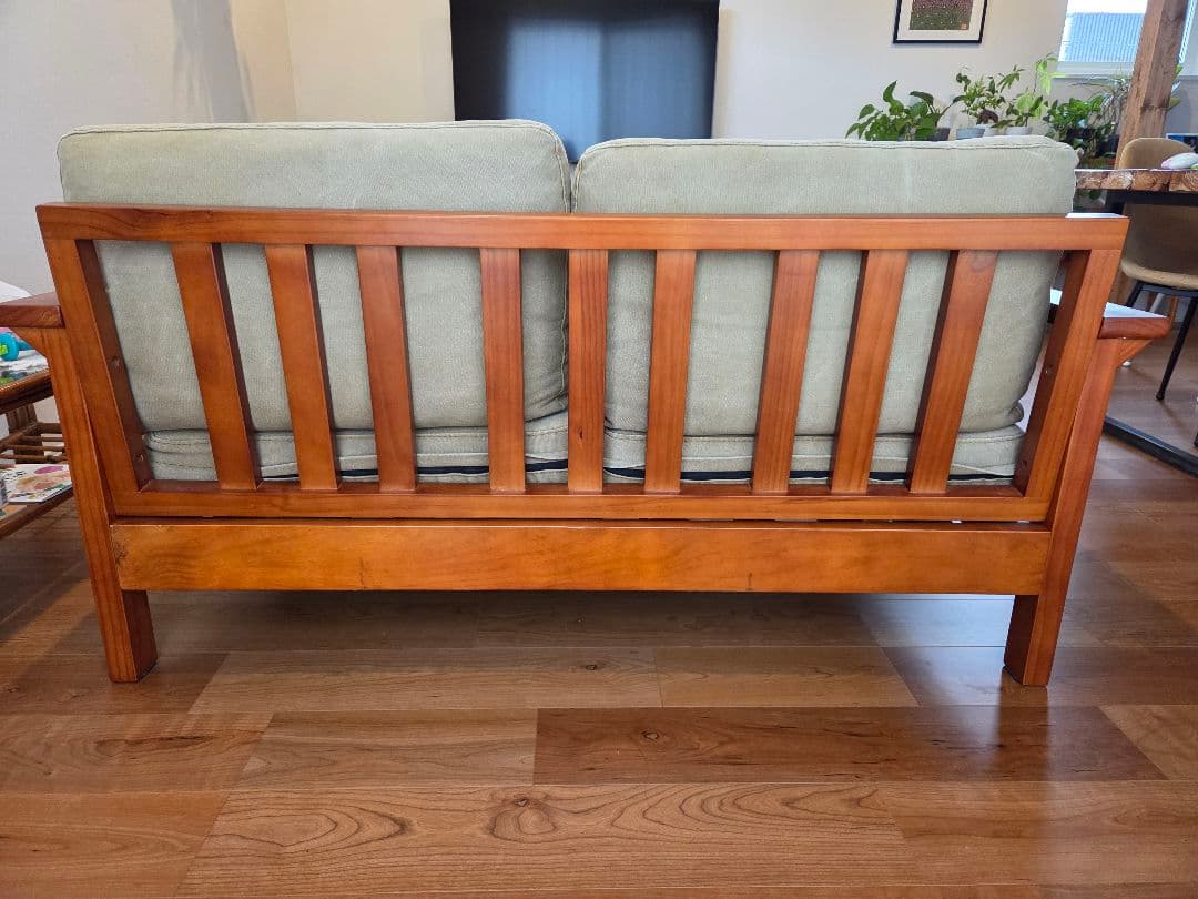 【美品】布製 2.5人掛けソファ 木製フレーム