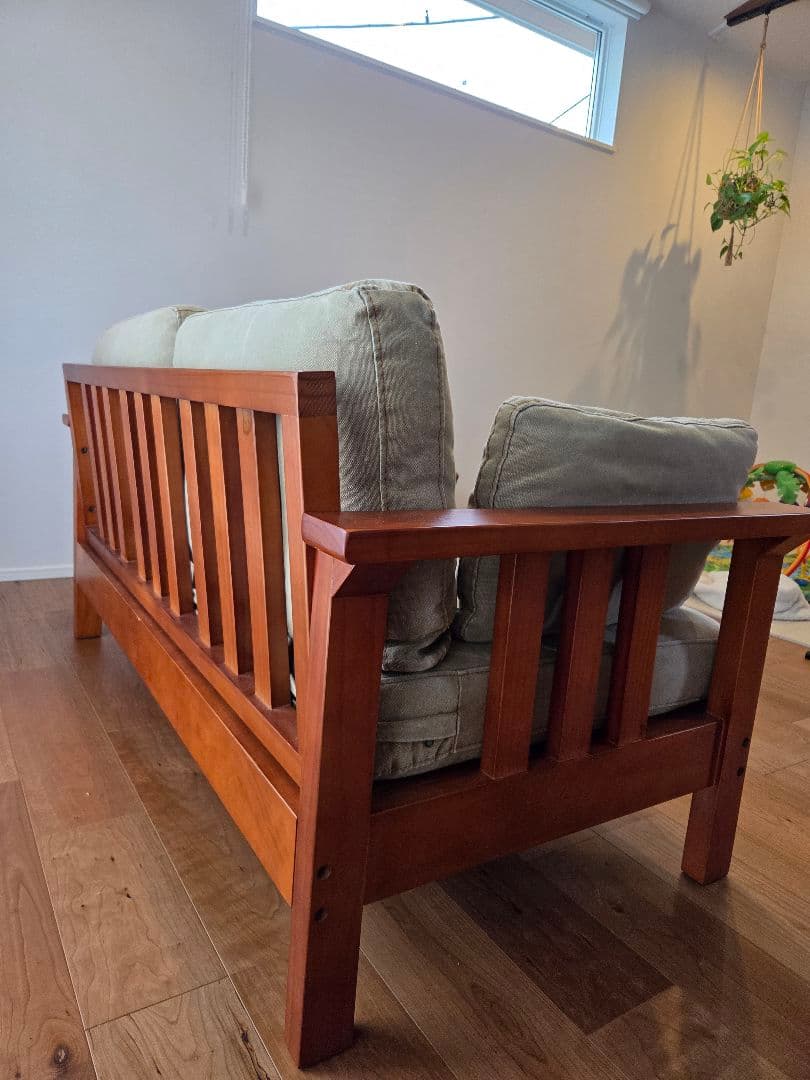 【美品】布製 2.5人掛けソファ 木製フレーム