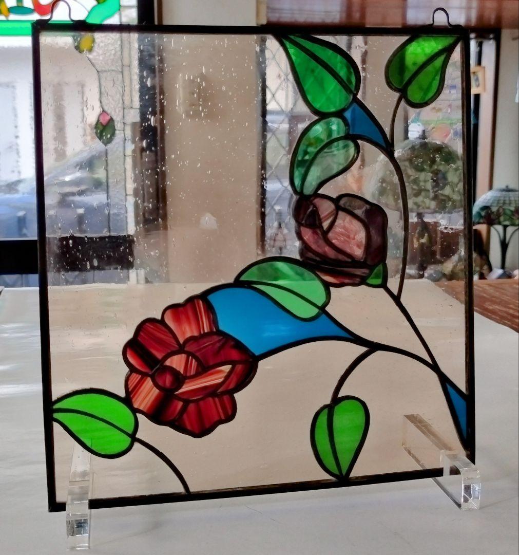 ステンドグラスミニパネル　薔薇