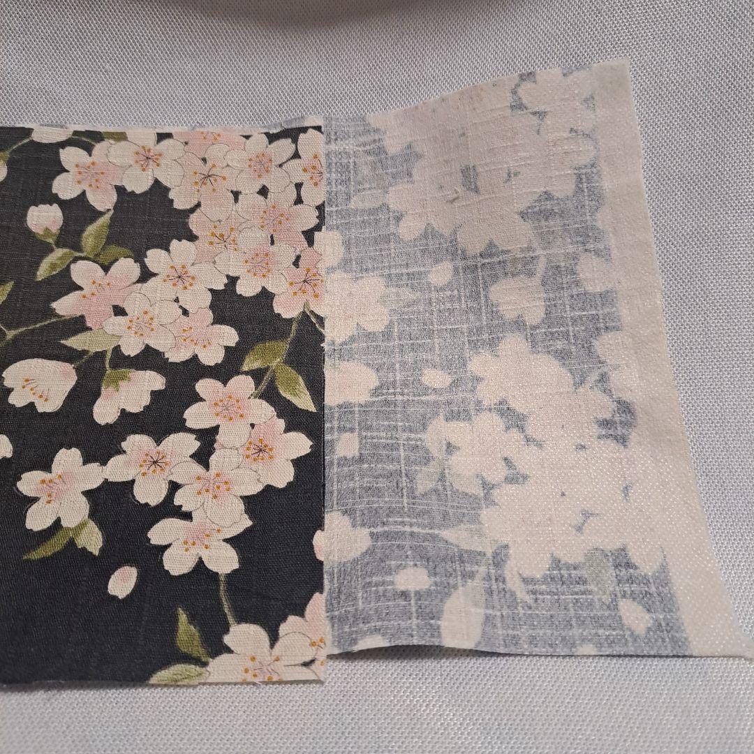 くすみ墨　半襟　半衿　ハンドメイド　生地　桜　花柄　春　仕付けしやすい芯付き