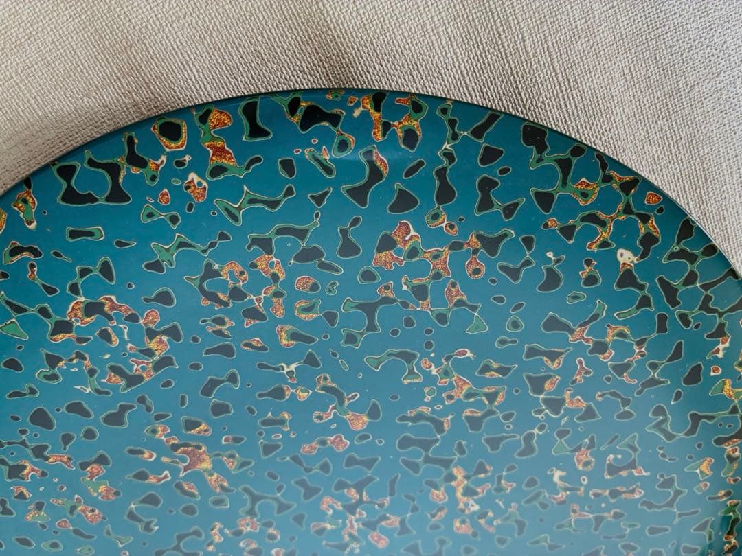 津軽塗 唐塗 菓子皿 大皿 24cm ロイヤルブルー 美品 和モダン 贈答にも