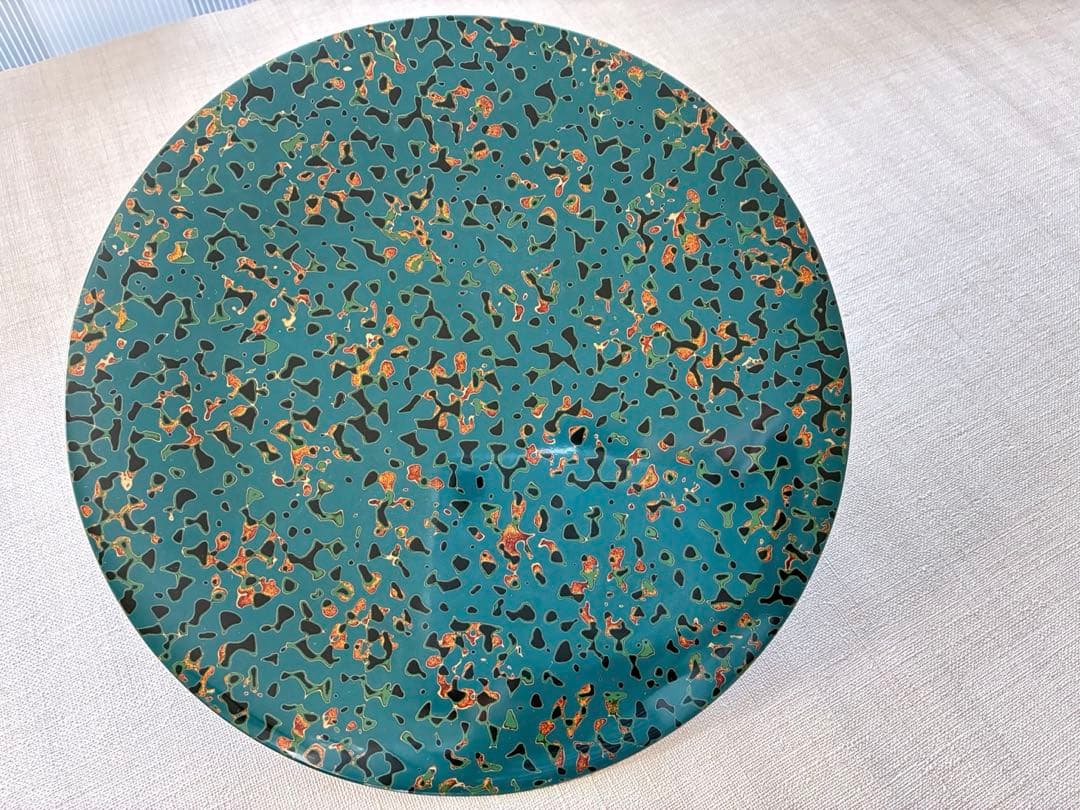 津軽塗 唐塗 菓子皿 大皿 24cm ロイヤルブルー 美品 和モダン 贈答にも