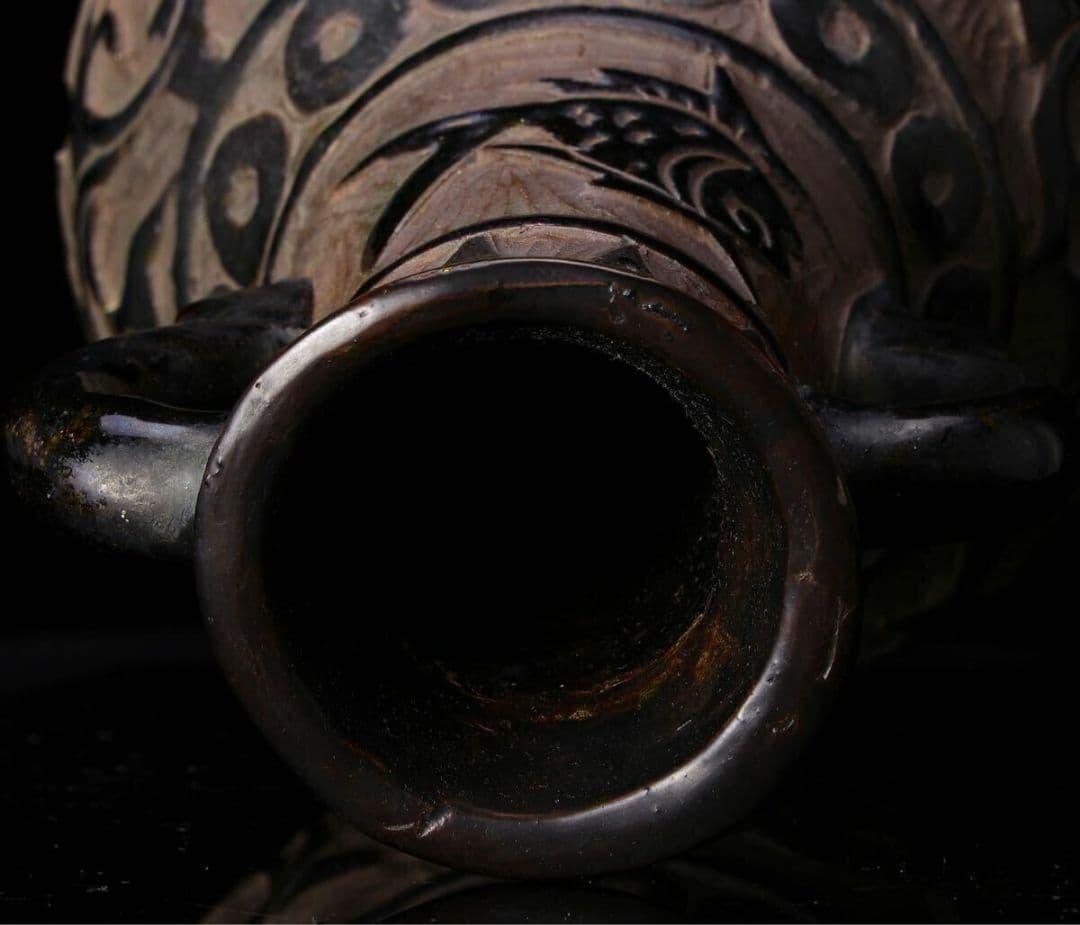 古琉球 時代物 掻落 花瓶 壺 古陶磁 花器 花入 壺 魚 インテリア