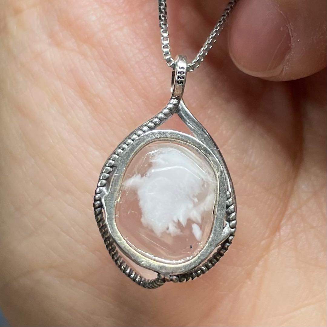 天然石ペンダント　スノーガーデンクォーツ　ピンク　14*11mm SV925刻印