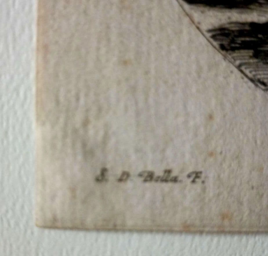 お値下げ　額装品　1640年頃　ステファノ・デラ・ベッラ　騎乗の戦士　稀少作品