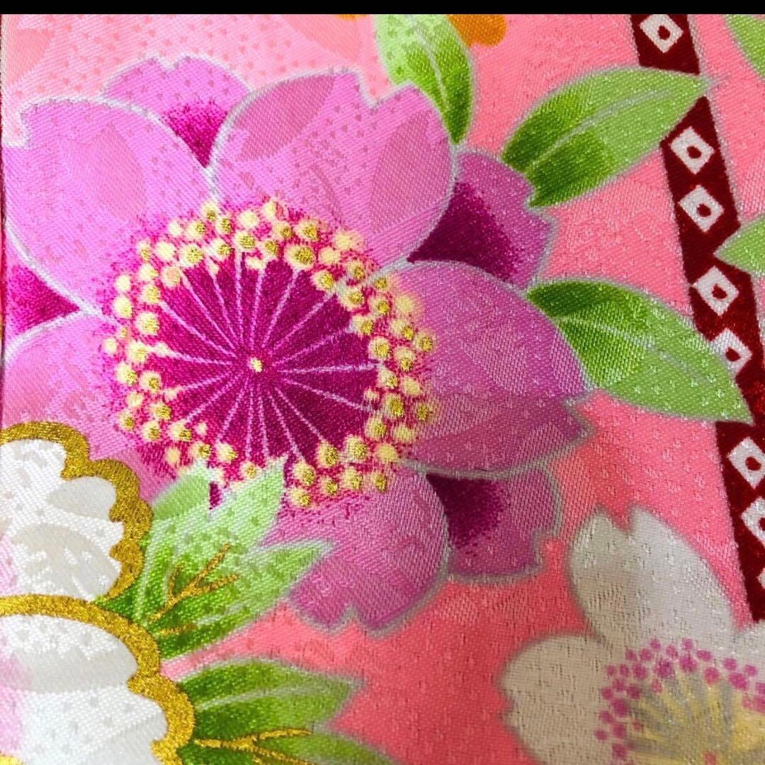 七五三七歳❣️四つ身着物未使用⭐︎ピンク花々金彩煌びやか絢爛⭐︎完全フルセット激可愛い