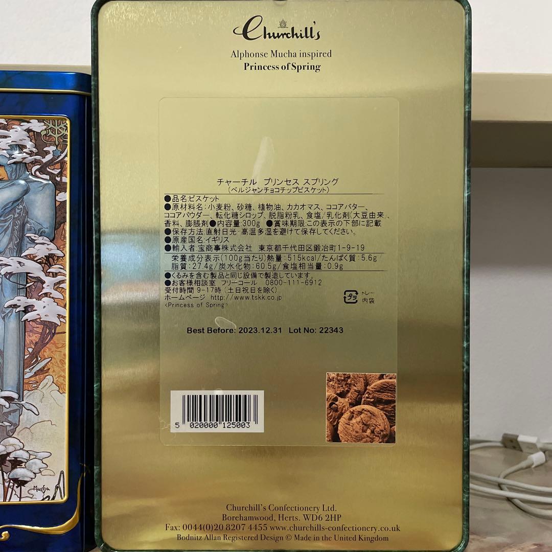 新品 アルフォンス ミュシャ 缶 チャーチル フォーシーズンズ プリンセス