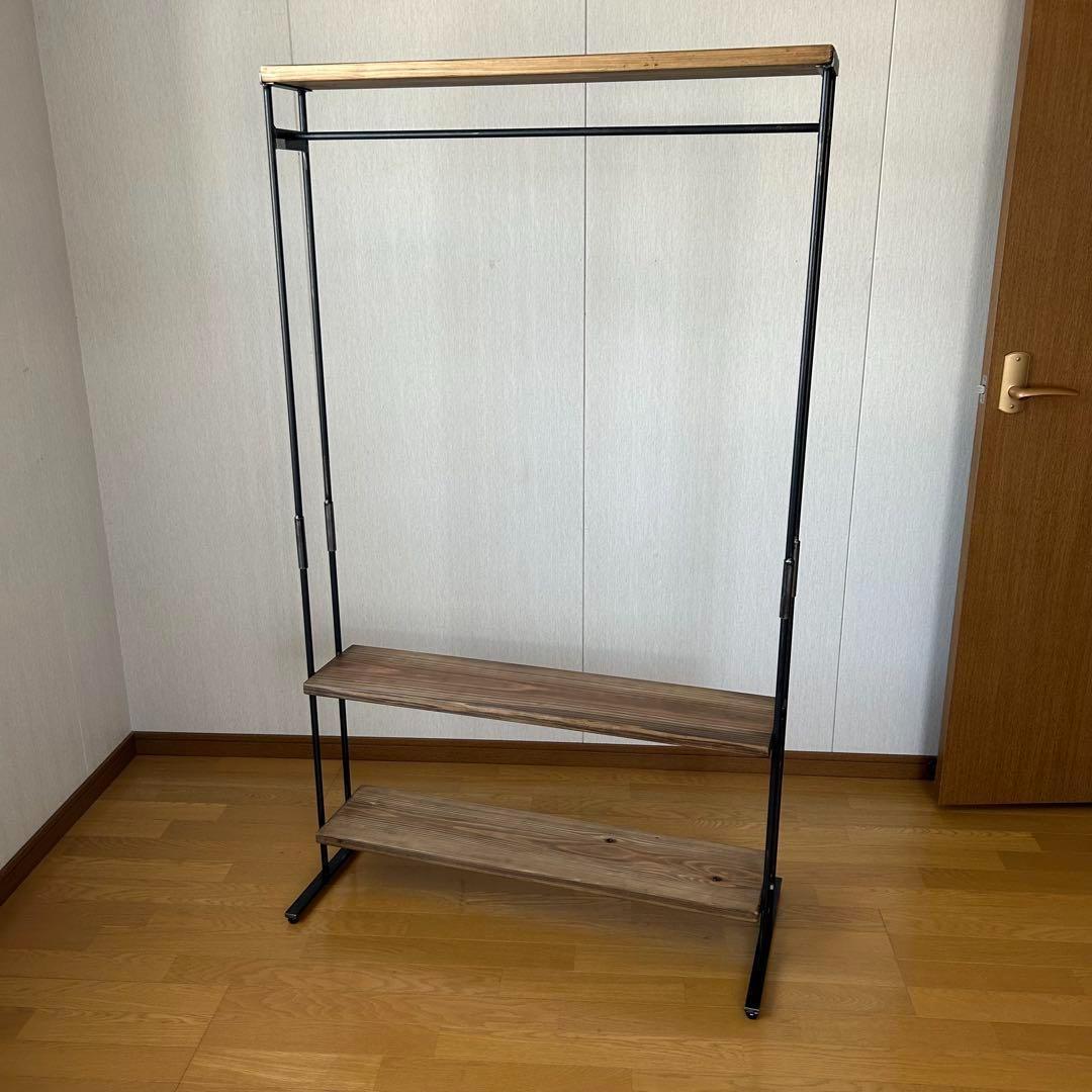 ハンガーラック　アンティーク風　ハンドメイド　2段棚　アイアン家具
