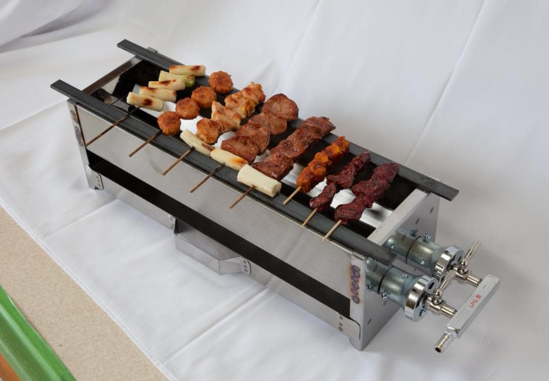 焼鳥コンロ 値下げ1 プロパンガス 2本バーナー 日本製 やきとり 串焼き鳥