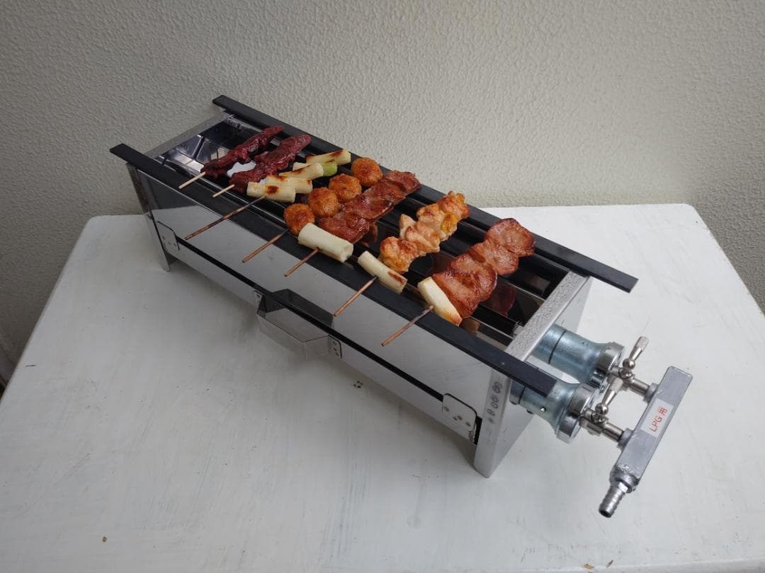 焼鳥コンロ 値下げ1 プロパンガス 2本バーナー 日本製 やきとり 串焼き鳥
