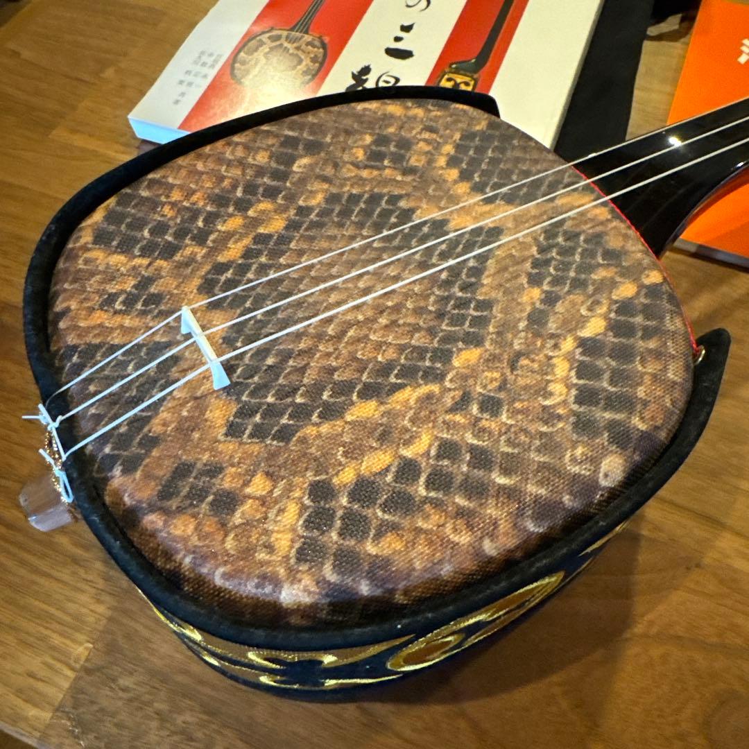 沖縄　三線　人工蛇皮製 教本付き　左利き　レフティ