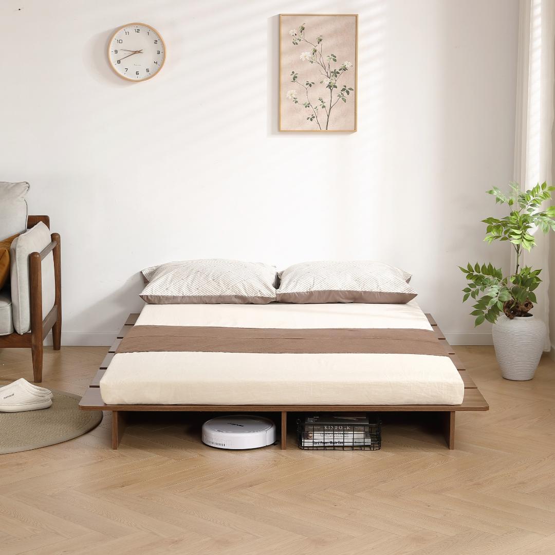 超人気！【幅160cm】木目調 D ベッド ステージベッド 脚付きBrown