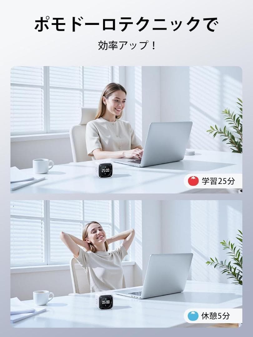 キューブタイマー ポモドーロタイマー ミニPC外観 イヤル式操作 3段音量調整