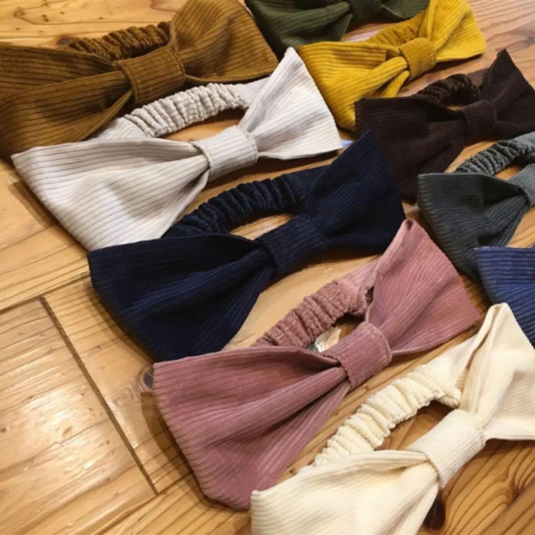 ＊handmade＊コーデュロイ リボン型ターバン