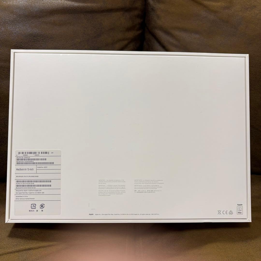 【極美品】Apple MacBook Air (M1, 2020)充放電17回