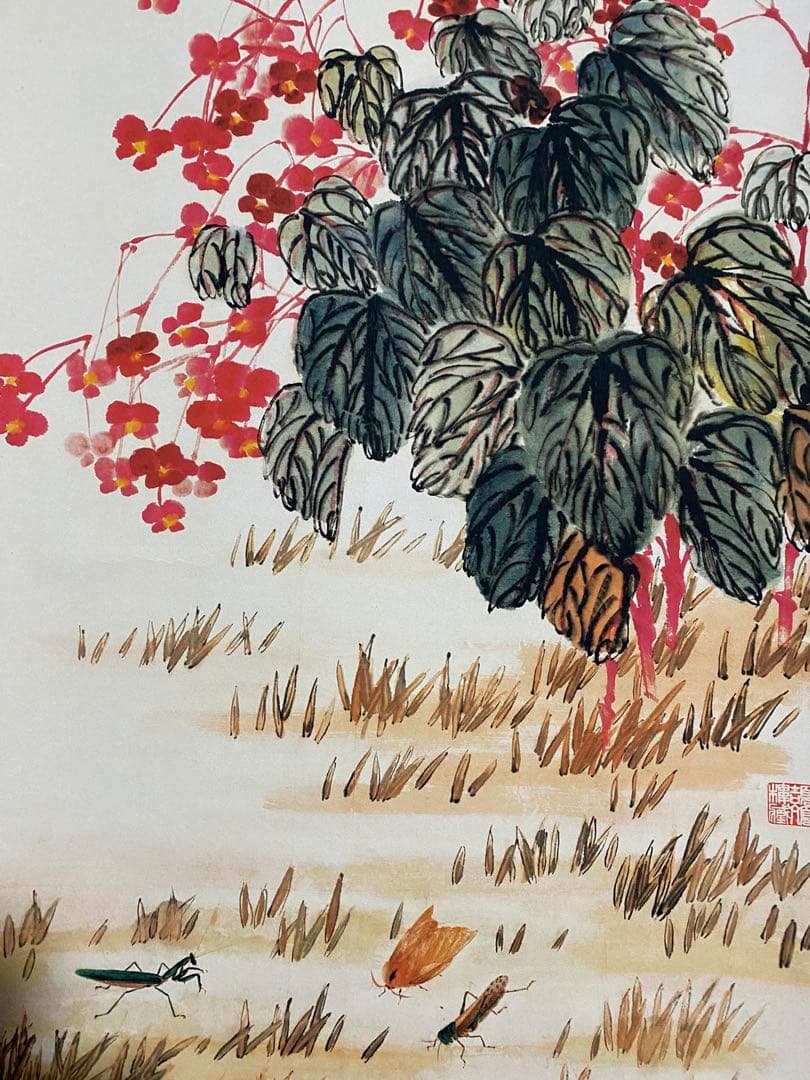 齐白石 海棠秋聲 中国画 掛け軸 水墨画 和室 玄関 茶室 壁掛け 美術品