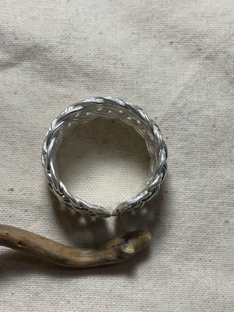 緻密編み込み純銀甲丸Karensilverリング12ミリ指輪透かし網目模様20や