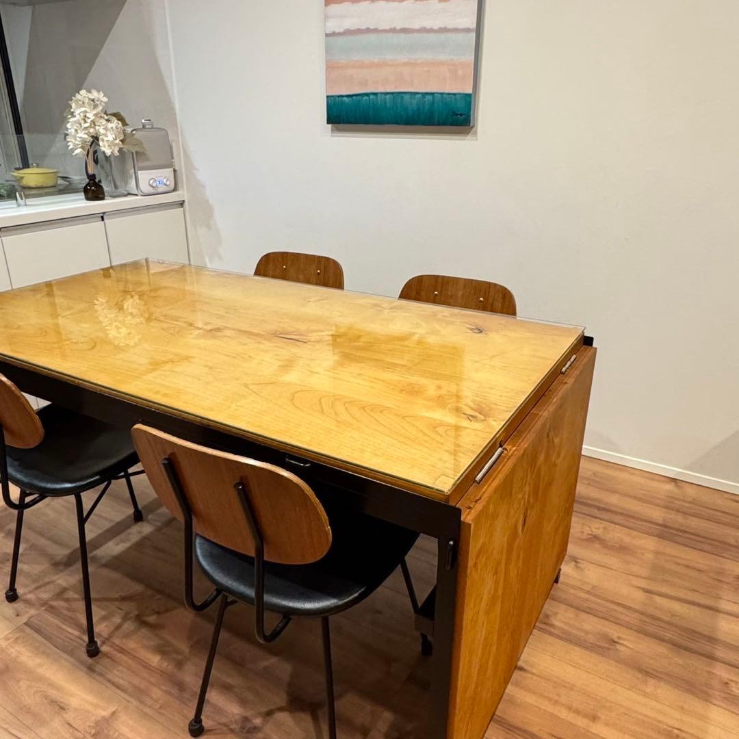 【引取り値引有】graf ワークテーブル　ガラス天板付　ダイニング　作業台　店舗