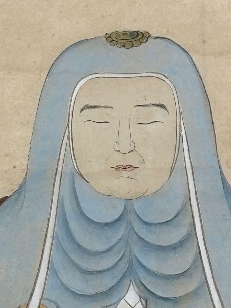 「伝教大師坐像図」彩色木版画 1枚|最澄 天台大師 天台宗 仏画 江戸時代