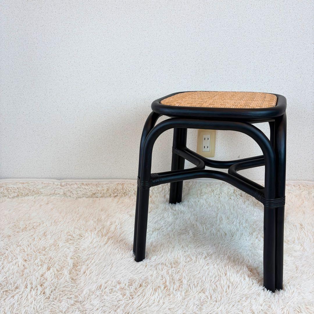 送料無料 TOU SR Stool black ラタン スツール 黒 藤 ②