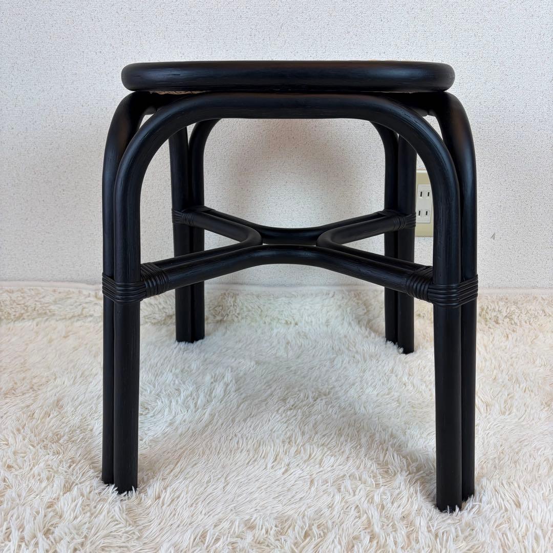 送料無料 TOU SR Stool black ラタン スツール 黒 藤 ②