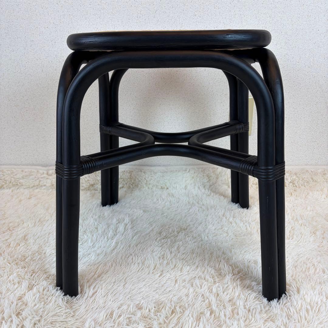 送料無料 TOU SR Stool black ラタン スツール 黒 藤 ②