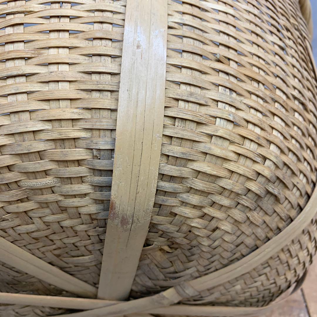 B-3 【古道具】竹編み 籠 収穫カゴ 特大 昭和レトロ 竹細工 天然素材 アン