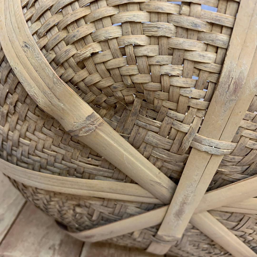 B-3 【古道具】竹編み 籠 収穫カゴ 特大 昭和レトロ 竹細工 天然素材 アン