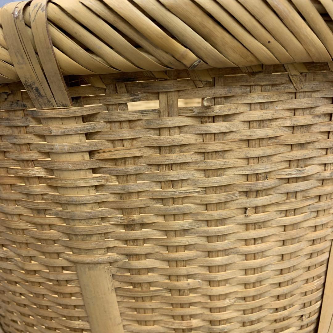 B-3 【古道具】竹編み 籠 収穫カゴ 特大 昭和レトロ 竹細工 天然素材 アン