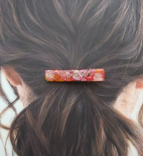 新作♪初夏デザイン お花レジンヘアクリップ 2個セット ハンドメイド