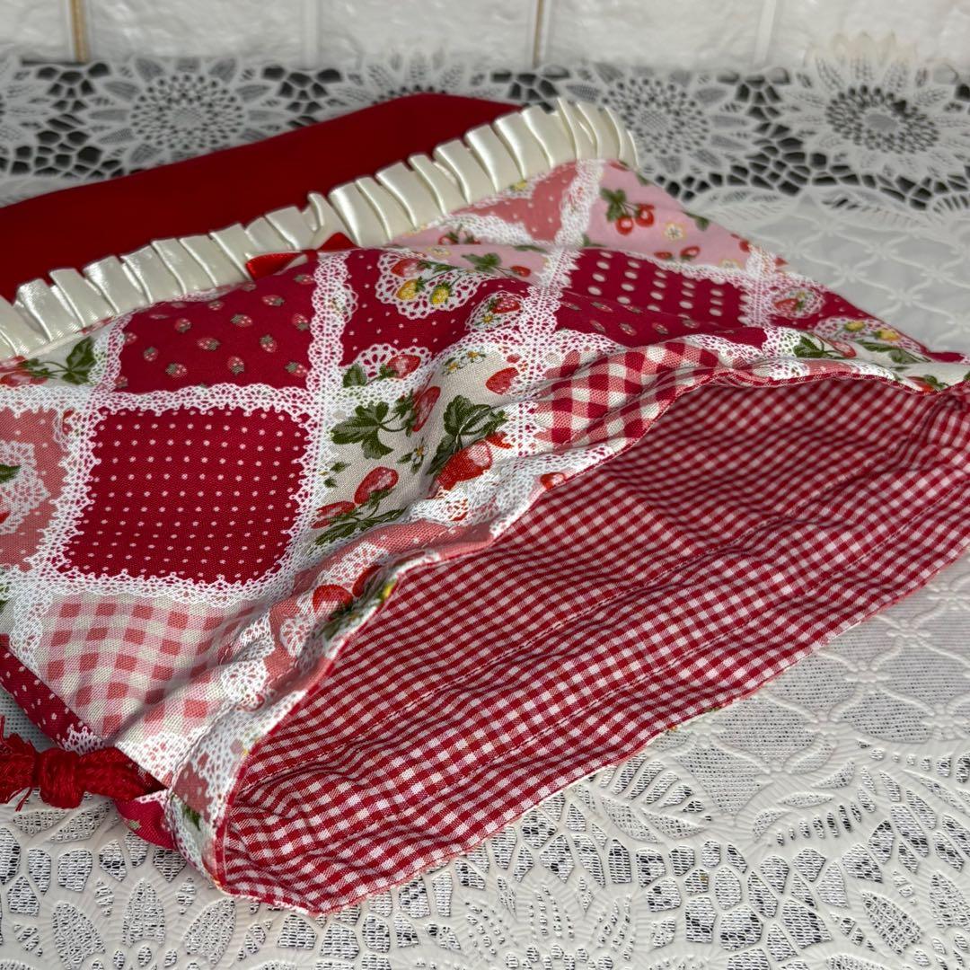 入園入園セット　パッチワーク風いちご柄　5点セット　ハンドメイド